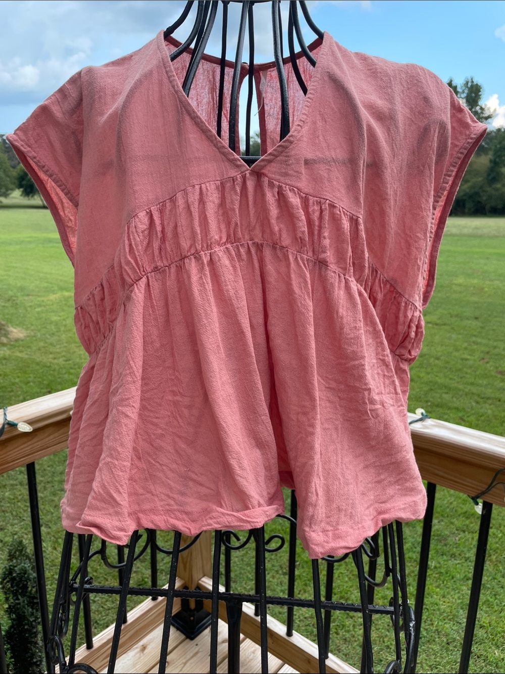 Free People Dusty Rose V Neck Babydoll Top Size M Flowy Boho